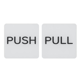PATIKIL 1Set Push Pull Door Stickers, 3in Push and Pull Signs Plate Acrylic Vertical Self-Adhesive for Doors Glass Window Business Stores, Square, Silver