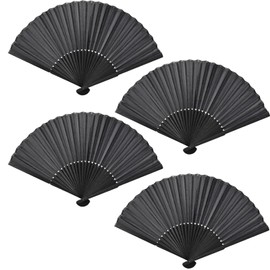 Ceeyoll 4 Pack Hand Fans Black Folding Fans Folding Hand Fans Folding Fans Wedding Performance Fan Suitable for Summer Party Dancing Wedding Home Decoration