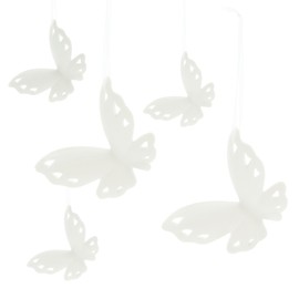 Hanging Butterfly White. Pack of 5