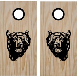 Cornhole Boards Decals Grizzly Bear Set Boards Bean Bag Toss Sticker