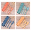 Reusable Wheat Straw Cutlery with Case, Portable Dark Utensils Set