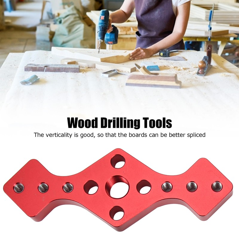 Woodworking Straight Hole Punch Locator Red Aluminum Alloy with Drill
