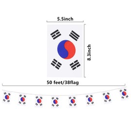 South Korea Flags Korean Small Mini String Banner Flags Miniature South Korea Flags Banners for Grand Opening, Olympics Festival,Grand Opening Sports Celebration Decorations (50 Feet 38 Flags)