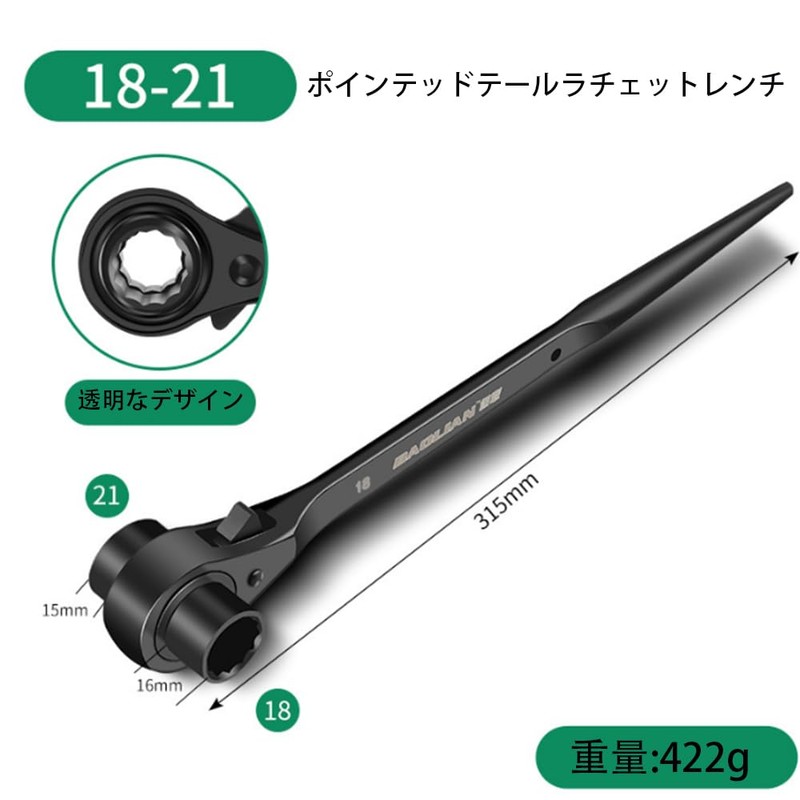 Double-ended Ratchet Wrench with Shino, Claw Type, Hexagonal, Straight Chino,