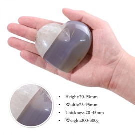TUMBEELLUWA Natural Agate Puffy Heart Crystals and Healing Stones, Polished Heart Shaped Crystal Palm Worry Stones for Anxiety Stress Relief, 2.95-3.74 Inch