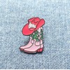 Pink Cowgirl Enamel Pin – Western Boot & Hat Brooch