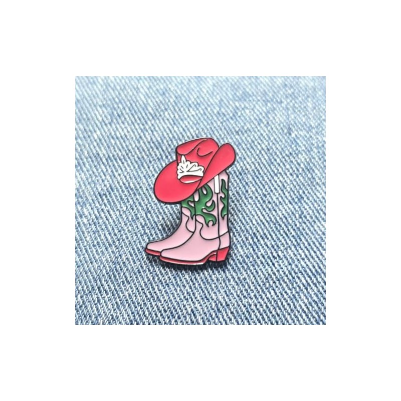 Pink Cowgirl Enamel Pin – Western Boot & Hat Brooch