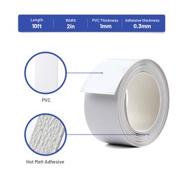 FAKILO PVC Edge Banding 2 inch x 10ft Veneer Edge Banding White with Hot Melt Adhesive Pre - glued Iron on Edging Tape Trim for Cabinet Plywood Repairs and Furniture Restoration