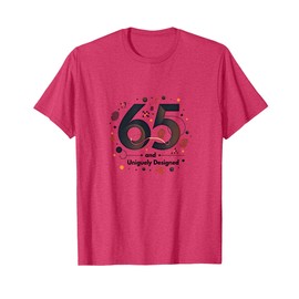 65 and Uniquely Designed Birthday Gift for Seniors T-Shirt, Men, Red Heather