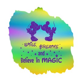 Smile Breathe and Believe in Magic Smile Breathe Motivational Quote Vinyl Decal Wall Art Sticker Designs Vinyl Stickers for Home House Walls Rooms Windows Bedroom Decoration Size (20x20 inch)