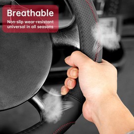 13 Inch Golf Cart Steering Wheel Covers for EZGO TXT&RXV, Upgraded Microfiber Anti-Slip Steering Wheel Cover with Pu Leather