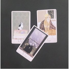 Considerate Cat Tarot Cards, 78 Card Fortune Telling Deck, Green Paper Box Set