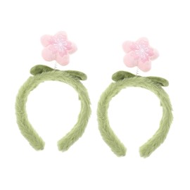 SAFIGLE 2pcs Fluffy Floral Headband for Women Plush Makeup Hair Accessories for Skincare Face Washing Daily Wear Cute Comfortable Occasions