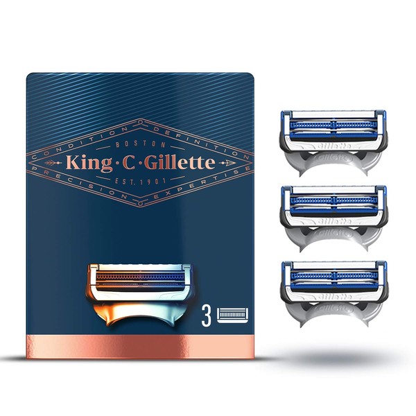 Gillette King C. Men's Razor Blades for Neck, 3 Replacement Blades - 20 Litres