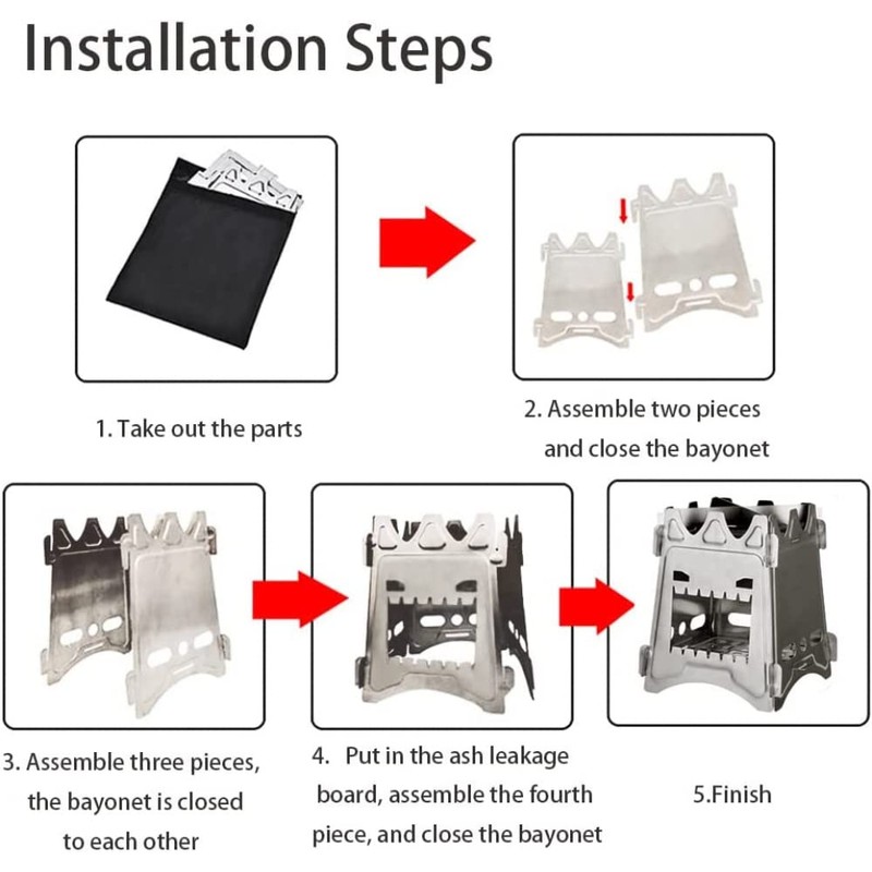 Flatpack Stainless Steel Wood Stove- Lightweight, Durable, Multi-Fuel, Portable &