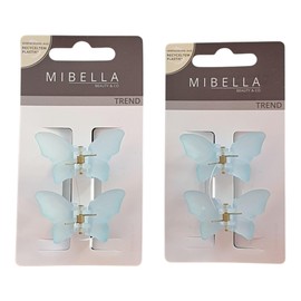 Mibella Beauty & Co Trend Schmetterling Haarklammern, 4 Stück, Hellblau, Butterfly, Haarschmuck - 28609