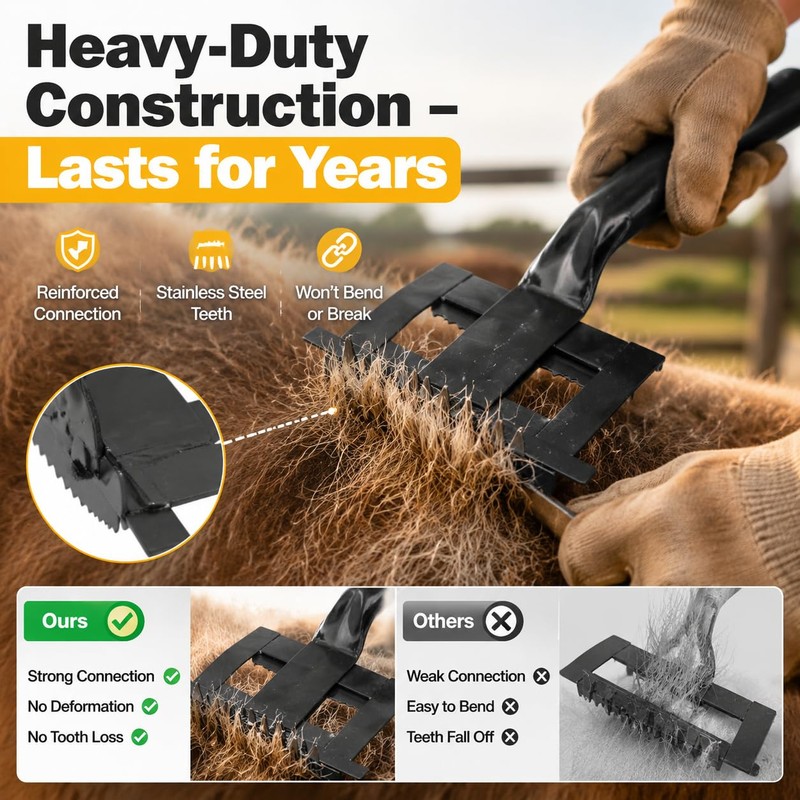 Cattle Cow Sheep Horse Hair Cleaning Slicker Brush Antipruritic Portable