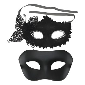Antifaz Fiesta Másca Halloween Pareja Carnaval Cosplay Negra Negro