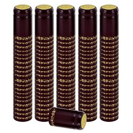 PVC Heat Shrink Capsules For Wine Bottles - 100 Count (Burgundy With Gold)