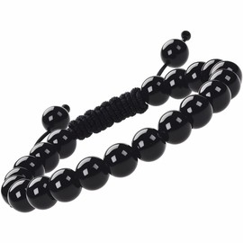 Amoina Natural Healing Power Gemstone Crystal Bead Bracelet, Adjustable Macrame Unisex Jewelry for Spiritual Energy