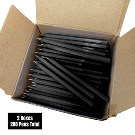 Essential Arts 288 x Black Jotta Pen for Golf, Bookies, Bingo, Office, Schools. 2 x 144 Boxes (288 total) Half Size Ball Point with Black Ink Disposable Pens