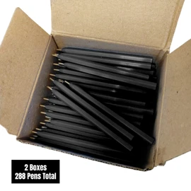 Essential Arts 288 x Black Jotta Pen for Golf, Bookies, Bingo, Office, Schools. 2 x 144 Boxes (288 total) Half Size Ball Point with Black Ink Disposable Pens