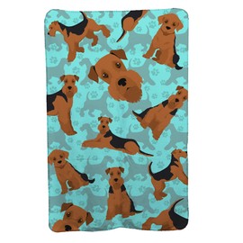 Caroline's Treasures MLM1042TBLT Airedale Terrier Soft Travel Blanket with Bag Airplane Blanket, Indoor Outdoor Camping Blanket for Traveling, Picnics, Beach Trips, Concerts