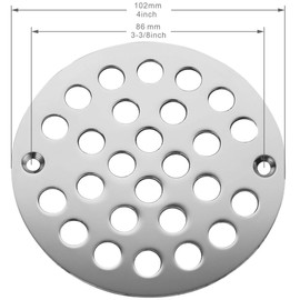 VOURUNA 4 Inch Screw-in Shower Strainer Drain Cover Replacement Floor Strainer Floor Drain，Chrome