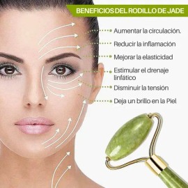 Kit Rodillo Y Piedra Gua Sha De Jade Masajeadora                                                                                                      