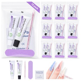 SAVILAND Solid Nail Glue Gel & Remover Kit: 10-Pack Travel Pocket-sized Press On Nail Kit Nails Glue Super Long-Wear with 5s Fast Gel Nails Glues Remover Manicure Art SSPro X Tip
