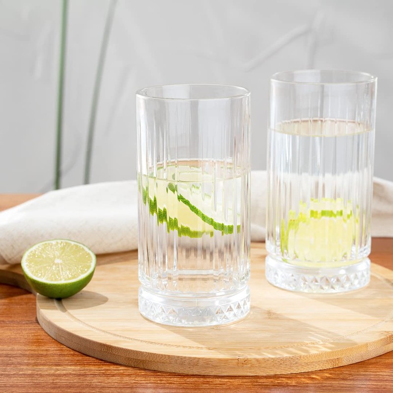 Restaurantware Elysia 15 Ounce Drinking Glasses 12 Cut Beverage Glasses