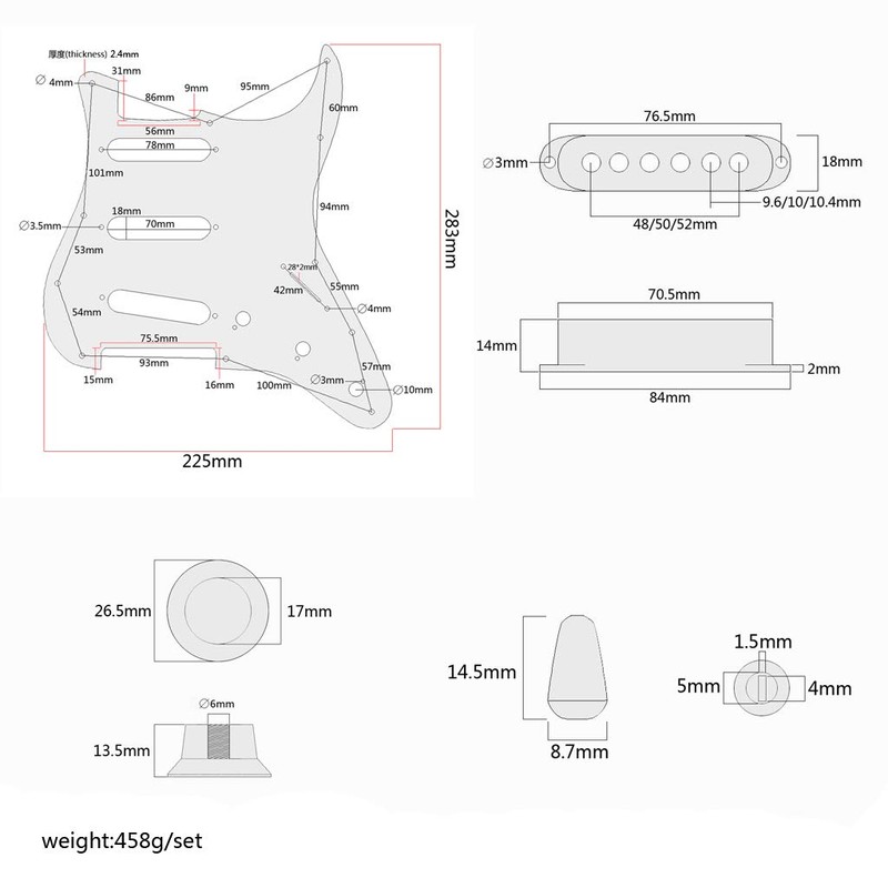 Alnicov 3-Ply Prewired Loaded Pickguard Scratchplate Backplate with SSS Alnico