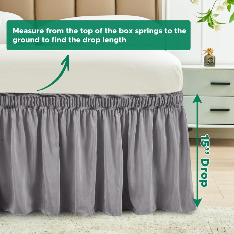 Biscaynebay Wrap Around Bed Skirts for Queen Beds 15" Drop,