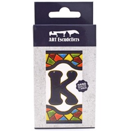 House letters 3 inch. Handpainted house letter tiles for signs, addresses and names. Address numbers for houses. House address numbers and letters. Design Design MOSAICO MINI 2,87" x 1,38" (LETTER K)