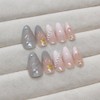 JUSTOTRY 24 Pcs Shell Almond Fake Nails Short,Press on Nails