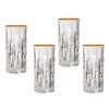 Godinger Highball Glasses Beverage Glass Cup Set, Goblets, DOFs Gold