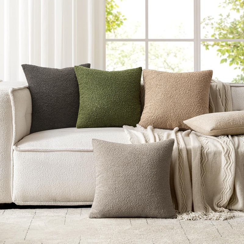 Woaboy Pack of 2 24x24 Inch Decorative Boucle Throw Pillow