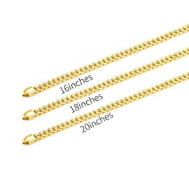 MIMITLTY 3-5 MM Mens/Womens Stainless Steel Wheat Silver/18K Gold Chain Necklace 16"/18"/20"