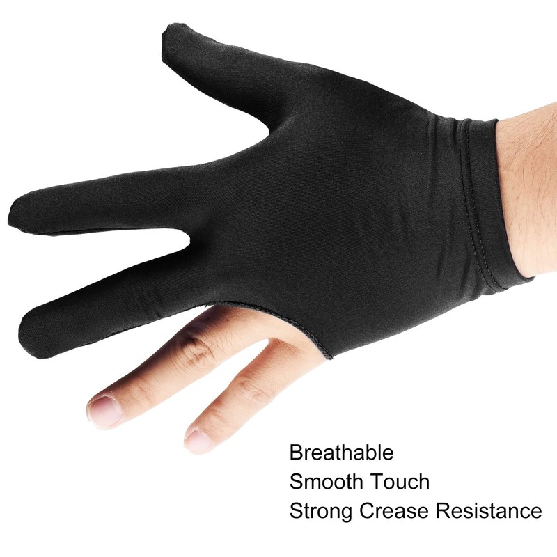 zalati Billiard Gloves 2pcs Three Finger Snooker Cue Hand Cover