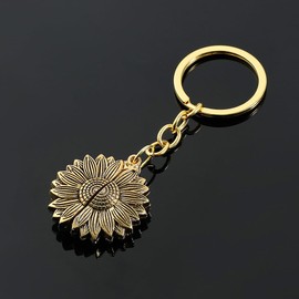Sunflower Keychain,Sunflower Key Ring,Backpack Charm,Flower Keychain Flower Jewelry (Golden, One size)