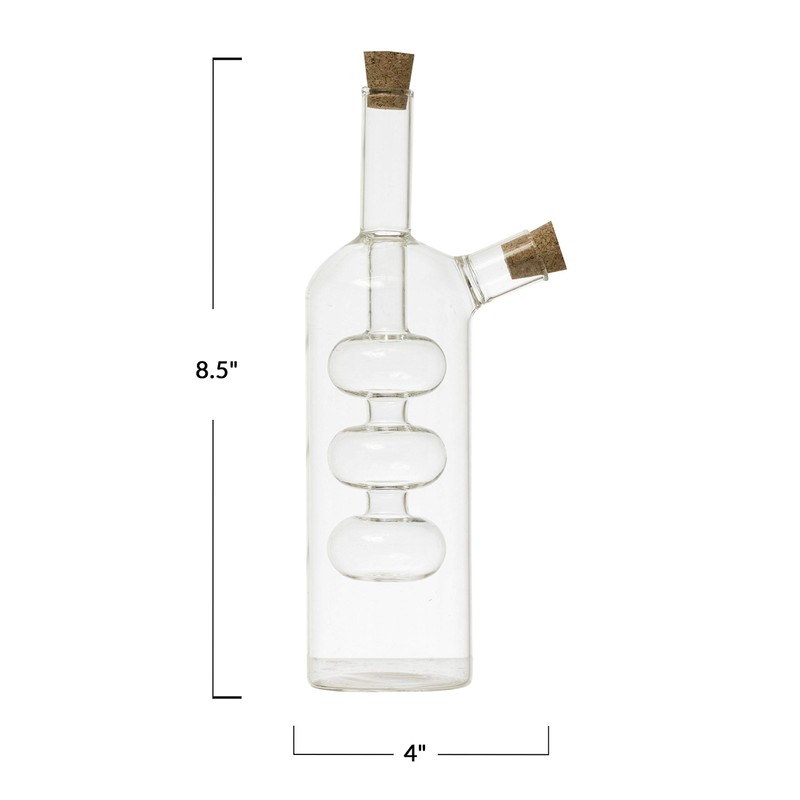 Creative Co-Op Hand-Blown Glass Oil and Vinegar Cruet