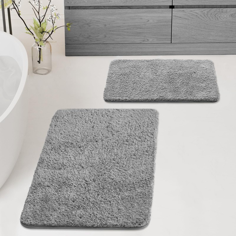 wyewye Microfibre Bath Mat 40x60cm Light Grey, 2cm Super Thick,