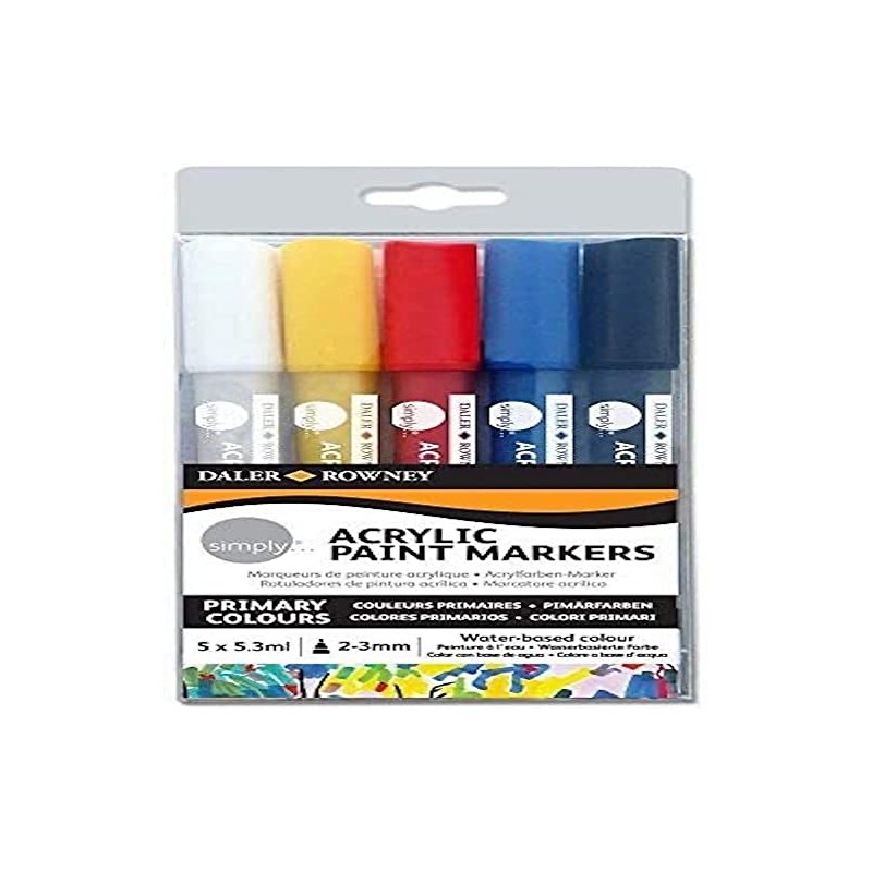 SIMPLY Daler Rowney 126300903 Acrylfarben-Marker, 5 x 5,3 ml, 5
