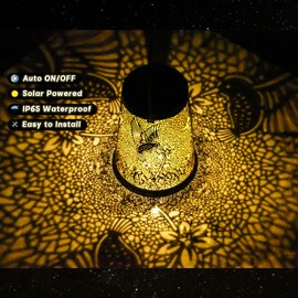 nomoluke Hummingbird Solar Lanterns Hanging Lights, Outdoor Waterproof, Metal Bird Table Lamps, LED Decoration for Garden, Patio,Yard,Lawn,Pathway, Landscape,Outdoor Decor, Gifts for Women Mom Grandma