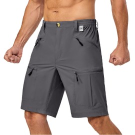 Mapamyumco Men's Hiking Shorts Quick Dry Lightweight Cargo Shorts Stretch with Pockets for Outdoor, Golf, Travel (All Grey M)