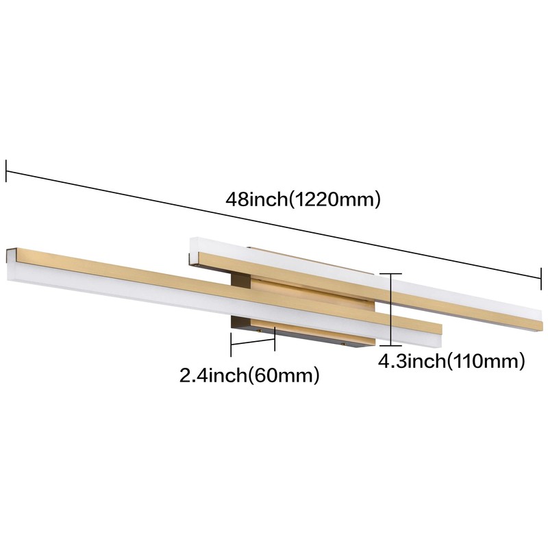 PRESDE 48 Inch Bathroom Light Fixtures Brushed Gold Vanity Light