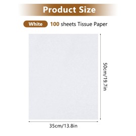 100 Sheets of Tissue Paper White, 50 x 35 cm White Tissue Paper Packaging Material, White Tracing Paper Tissue Paper, Craft Paper for Creating Pompoms, Paper Flowers, Table Decorations, Wedding