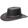 Squashy Bronco Cowhide Leather Hat (XL, Black)