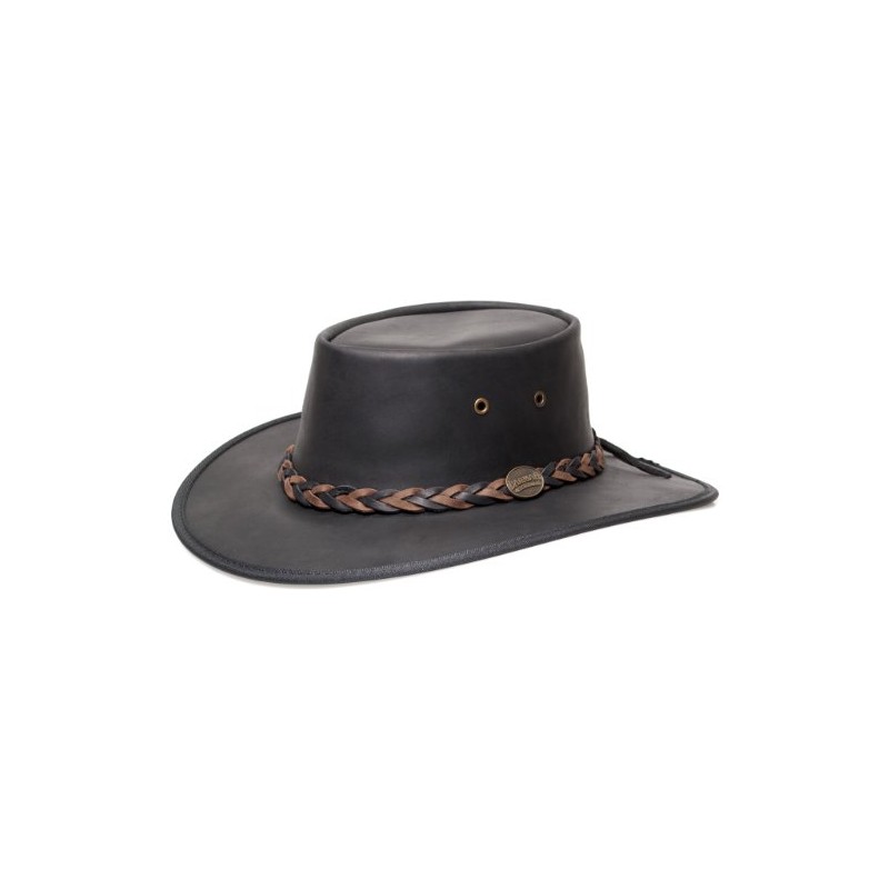 Squashy Bronco Cowhide Leather Hat (XL, Black)