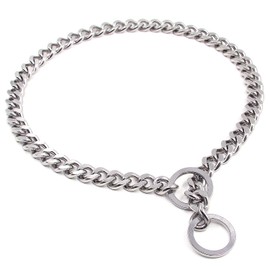 Stainless Steel Dog Training Choke Slip Collar, Heavy Duty Chew Proof Cuban Link Chain Collar for Small, Medium and Large Dogs, Assorted Size and Length (28 inch / 70cm, 1/6 inch (4mm))
